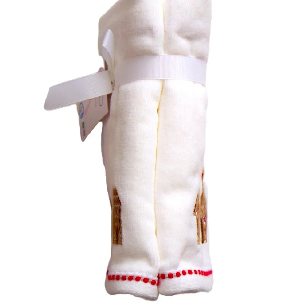 Set of 2 Soft Caro Christmas Gingerbread Themed Hand Towels Cotton NWT